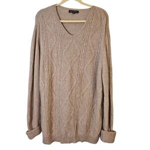 Bullock & Jones cashmere blend sweater, tan v- neck. XL. #823